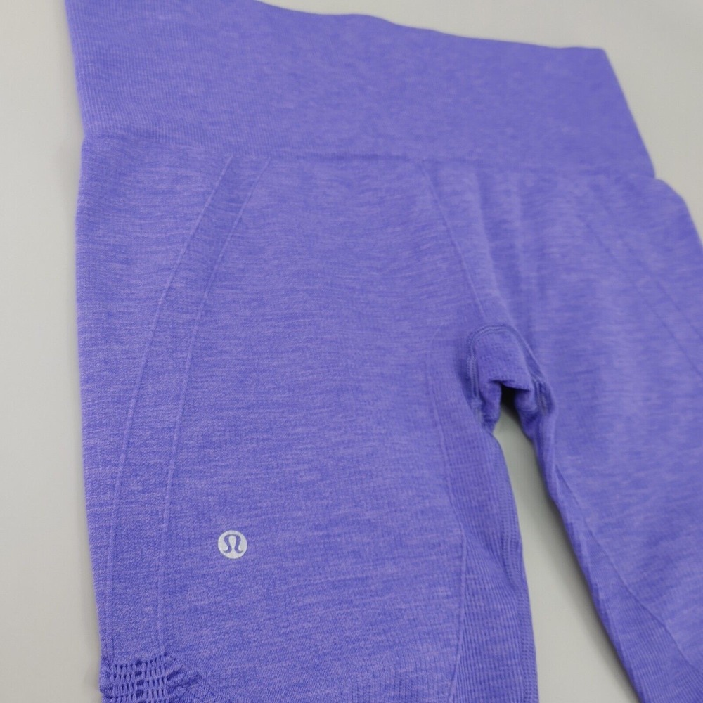 Lululemon‎ Crop Leggings 6 Purple In The Flow Ruched Sides Seamless Yoga - Picture 6 of 12